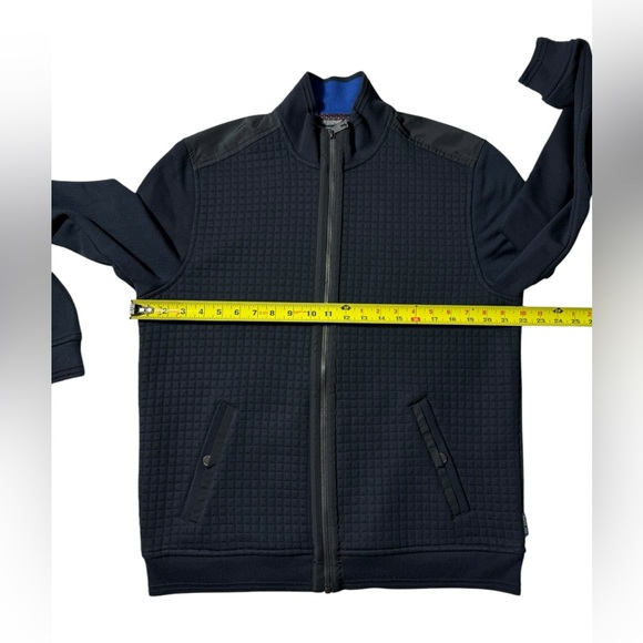 Ted Baker Bomber Jacket Bruno Mens Sz XL Quilted knit Sweater Stretch Navy Blue - Picture 3 of 8